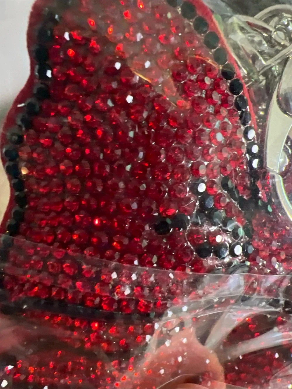 Cute Red And Black Bow Rhinestone Keychain Purse Charm Fashion Sparkle